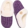 Evshine Warm Knit House Slippers for Women Comfy Wool-Like Lined Chenille Slippers with Memory Foam and Indoor Outdoor Soles