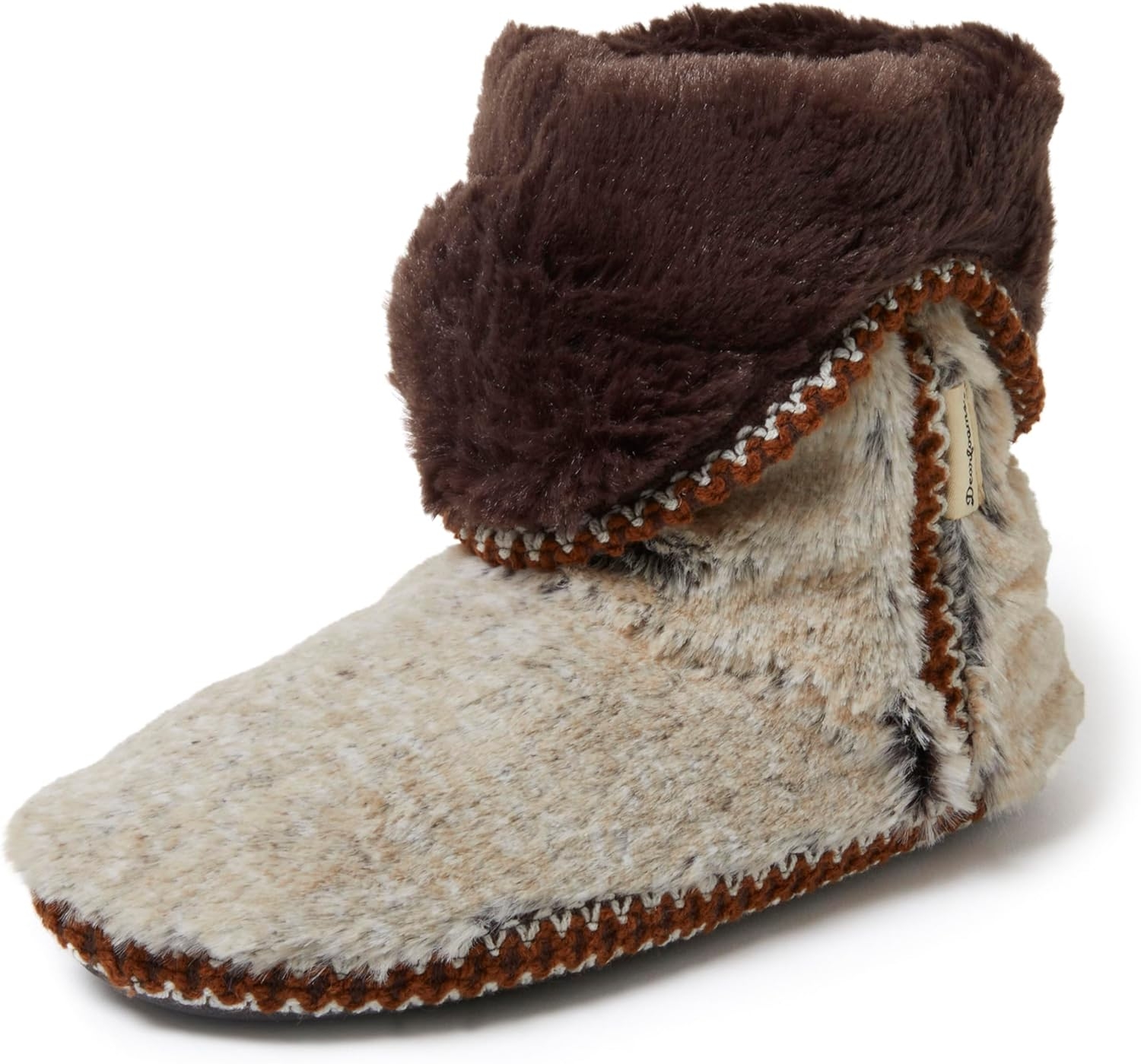 Womens Fuzzy Memory Foam Beth Bedroom Bootie Slipper Sock With Grippers